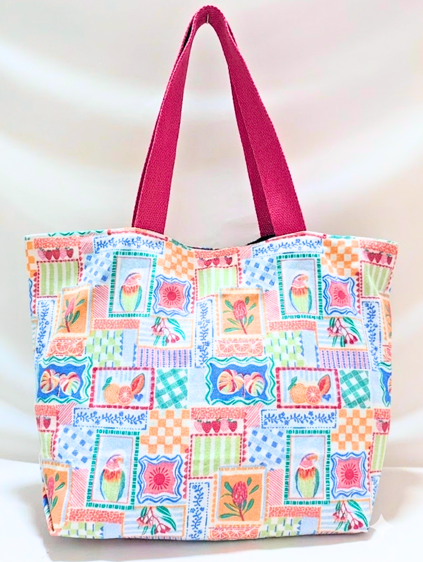 Maxi Tote Bag - White and Pink