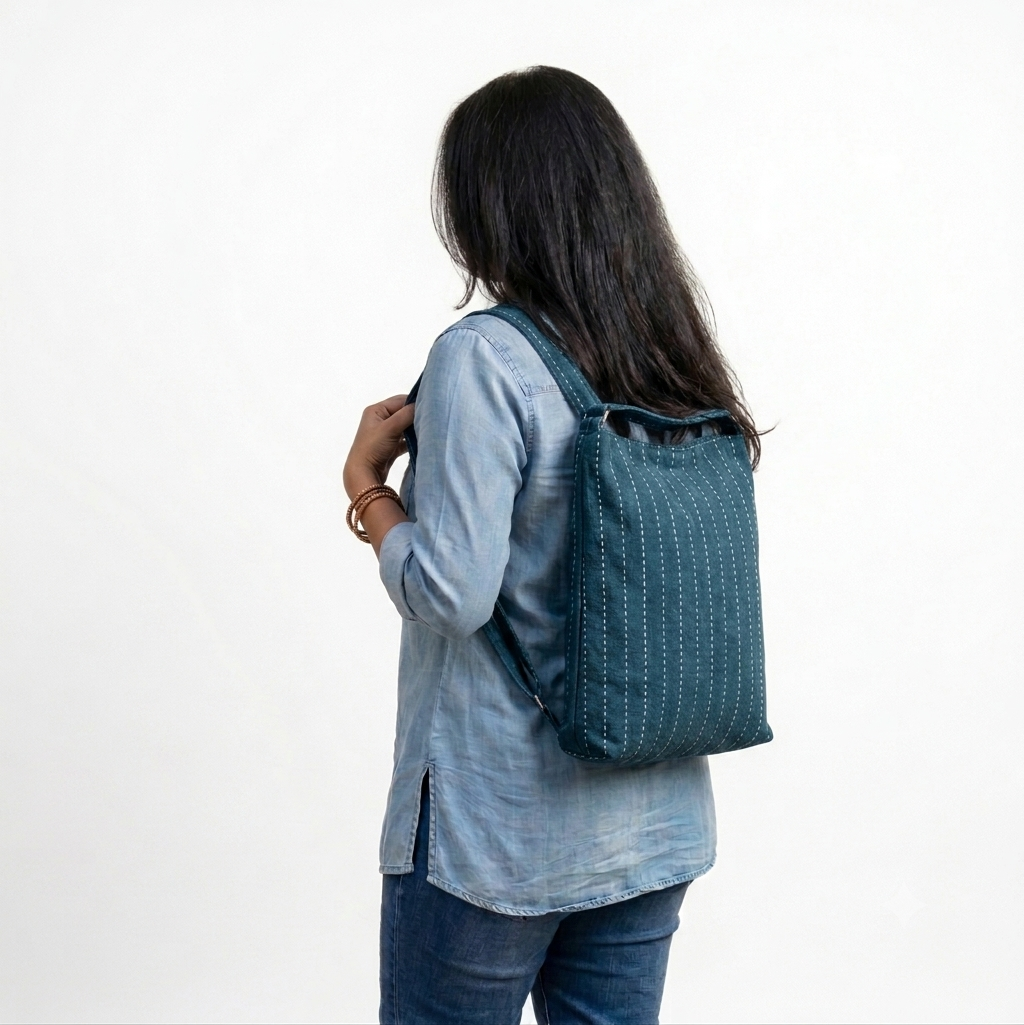 Convertible Tote Backpack - Green