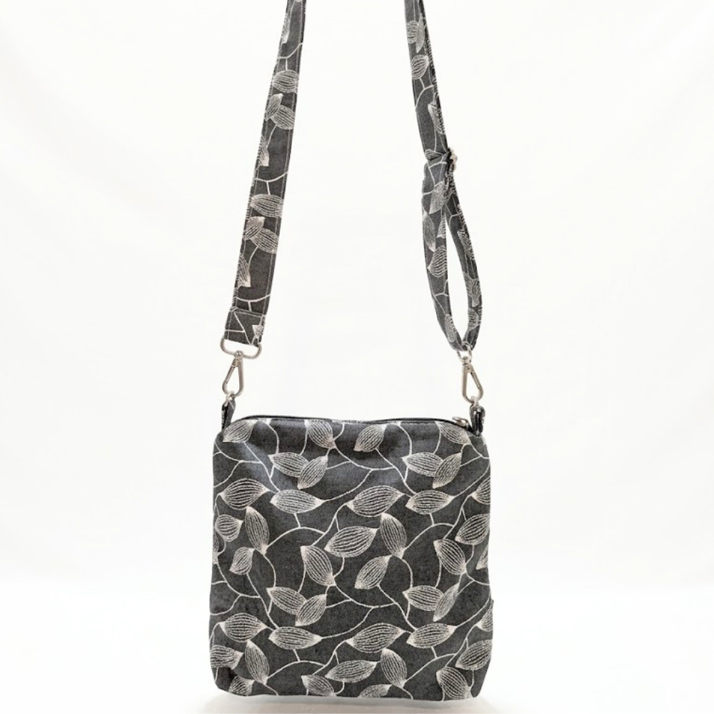 Sling bag - Greay and White Leaves