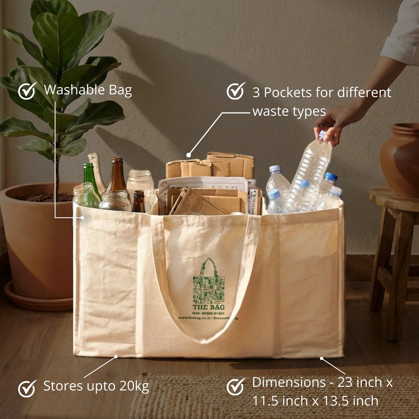 3-Pocket Dry Waste Organizer Bag