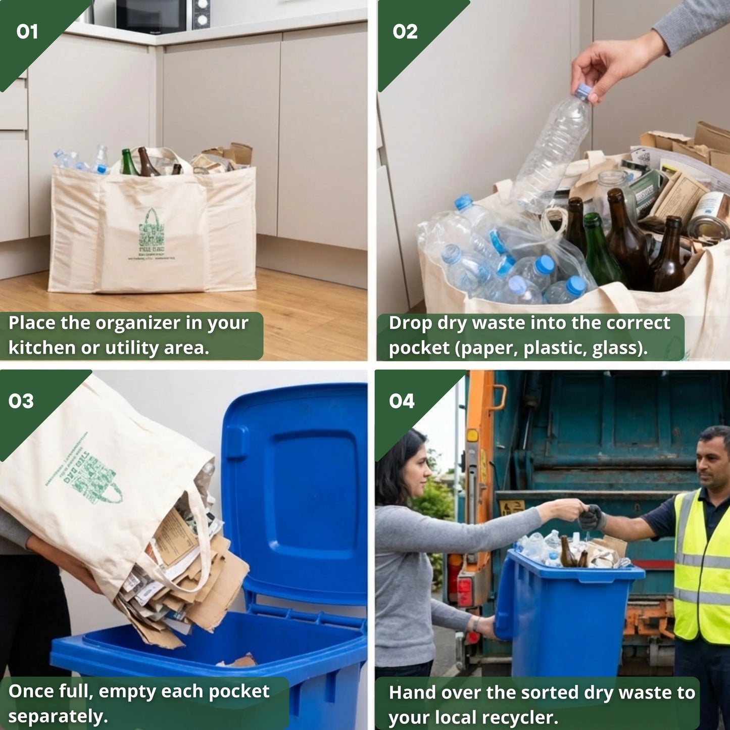 3-Pocket Dry Waste Organizer Bag