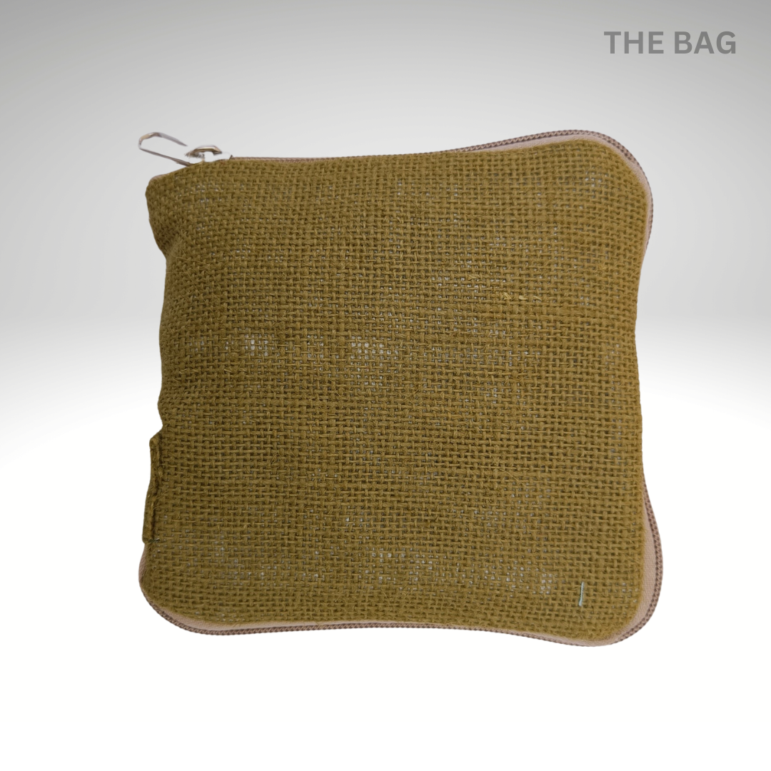 Jute and Cotton FOldable Bag with Zipper