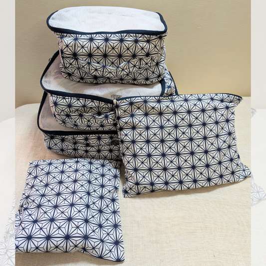 Travel Organiser - Blue and White Pattern